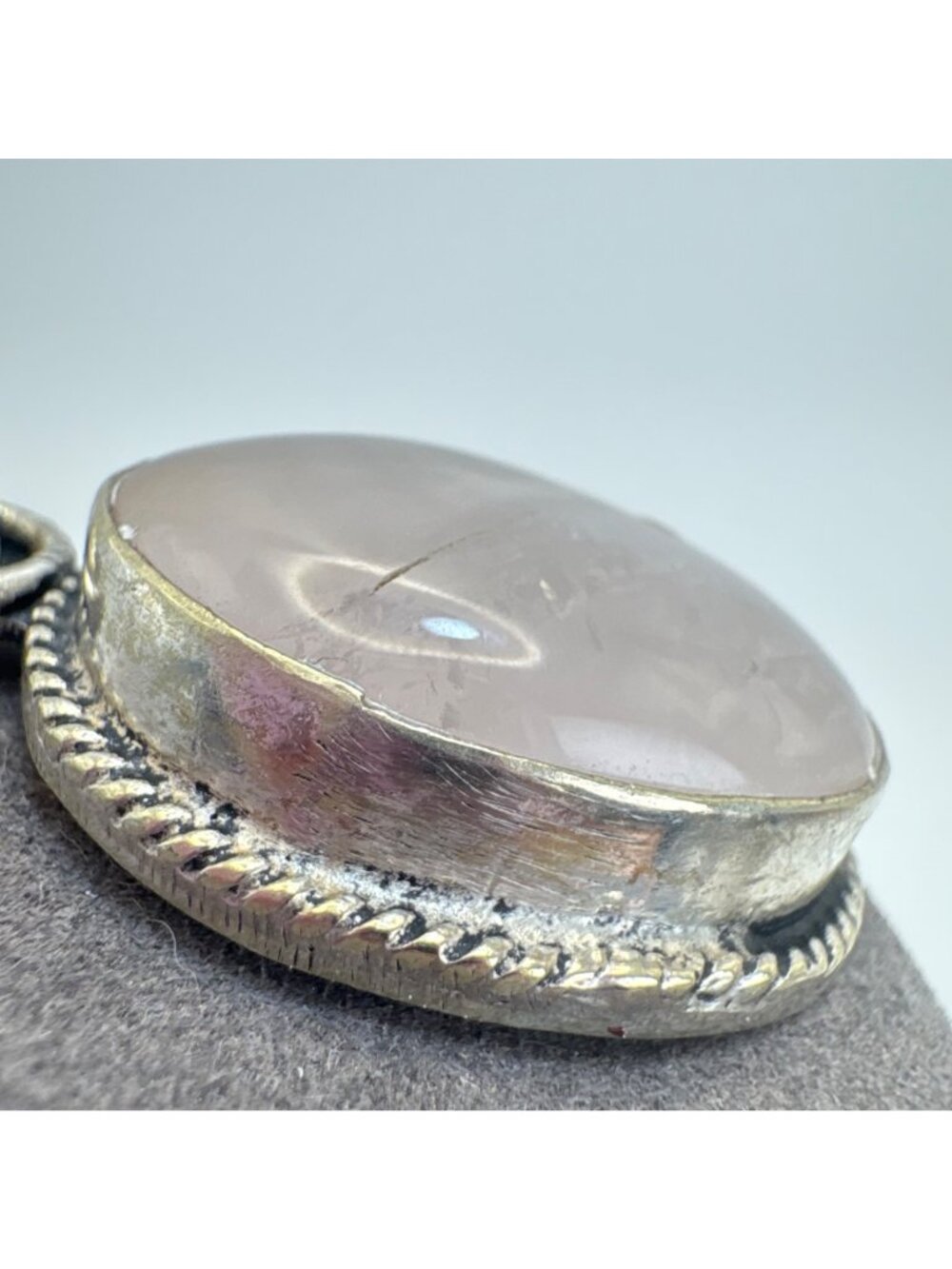 Quartz Cabochon Bezel Set Statement Pendant 925 Sterling Silver 1.75" Length - Picture 3 of 10